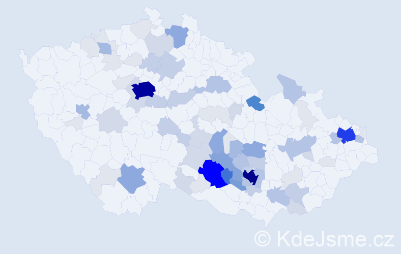 Příjmení: 'Chmelíček', počet výskytů 308 v celé ČR