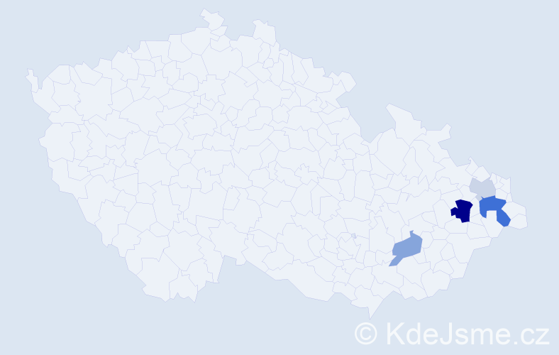 Příjmení: 'Mutkovičová', počet výskytů 8 v celé ČR