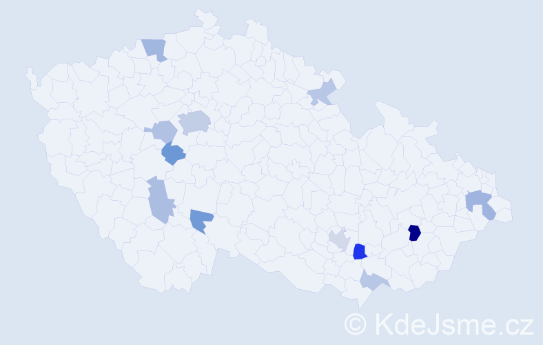 Příjmení: 'Slimák', počet výskytů 26 v celé ČR