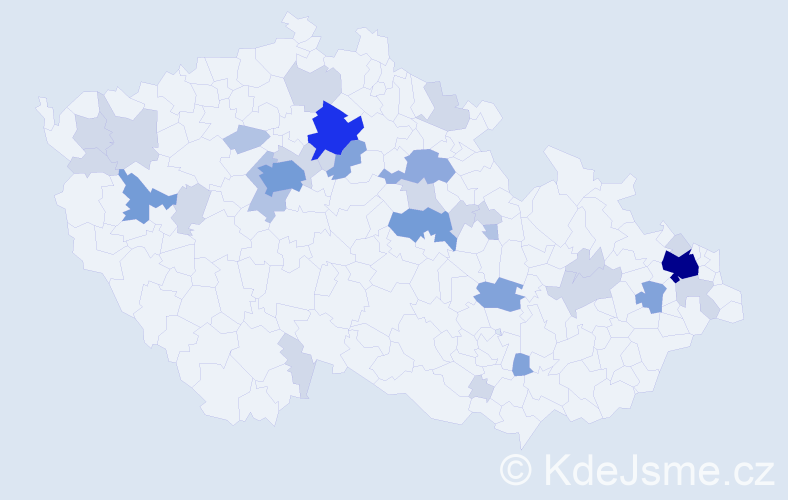 Příjmení: 'Kőhler', počet výskytů 84 v celé ČR