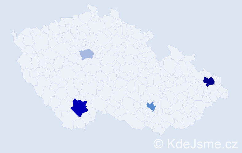 Příjmení: 'Mezejová', počet výskytů 5 v celé ČR