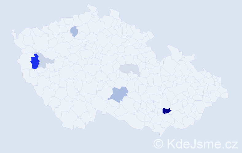 Příjmení: 'Decsi', počet výskytů 13 v celé ČR