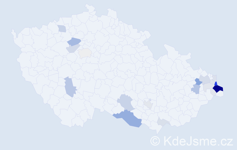 Příjmení: 'Madeja', počet výskytů 56 v celé ČR