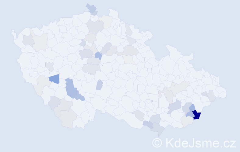 Příjmení: 'Měřičková', počet výskytů 153 v celé ČR