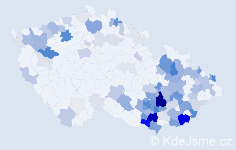 Příjmení: 'Střelec', počet výskytů 407 v celé ČR