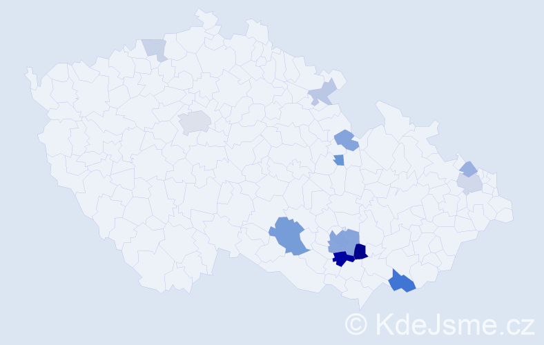 Příjmení: 'Brumla', počet výskytů 34 v celé ČR