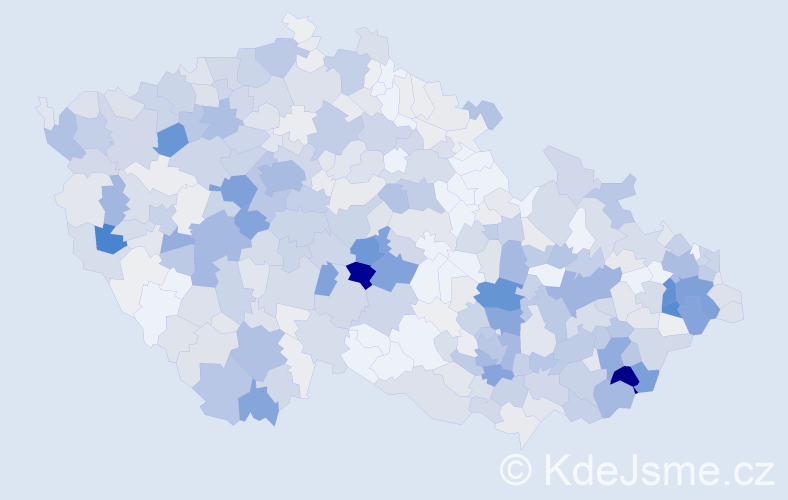 Příjmení: 'Žáčková', počet výskytů 2603 v celé ČR