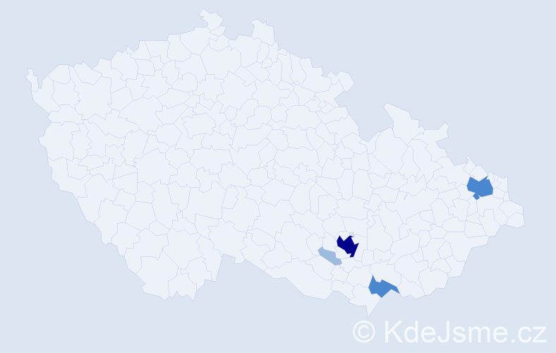 Příjmení: 'Porubanová', počet výskytů 9 v celé ČR