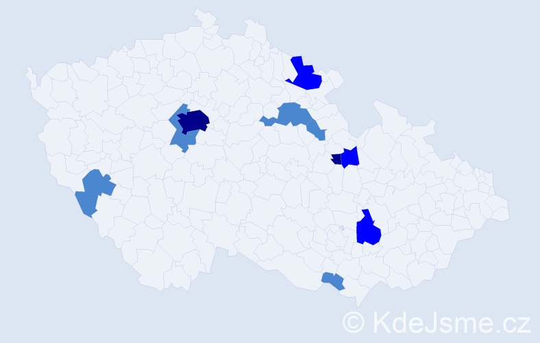 Příjmení: 'Tőlgová', počet výskytů 17 v celé ČR