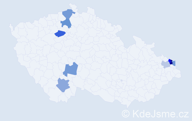 Příjmení: 'Hošala', počet výskytů 10 v celé ČR