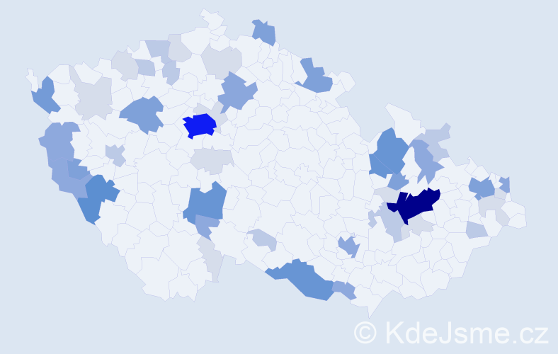 Příjmení: 'Kauerová', počet výskytů 158 v celé ČR