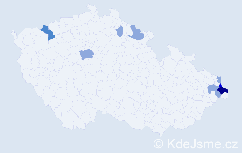 Příjmení: 'Kisiel', počet výskytů 21 v celé ČR