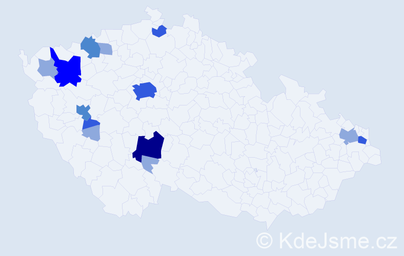 Příjmení: 'Dinda', počet výskytů 30 v celé ČR