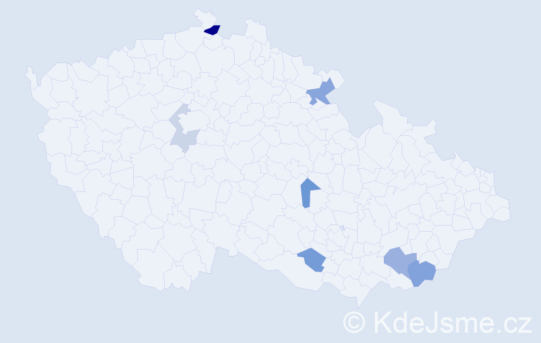 Příjmení: 'Psotná', počet výskytů 12 v celé ČR