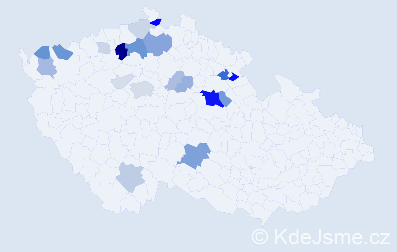 Příjmení: 'Pošva', počet výskytů 56 v celé ČR