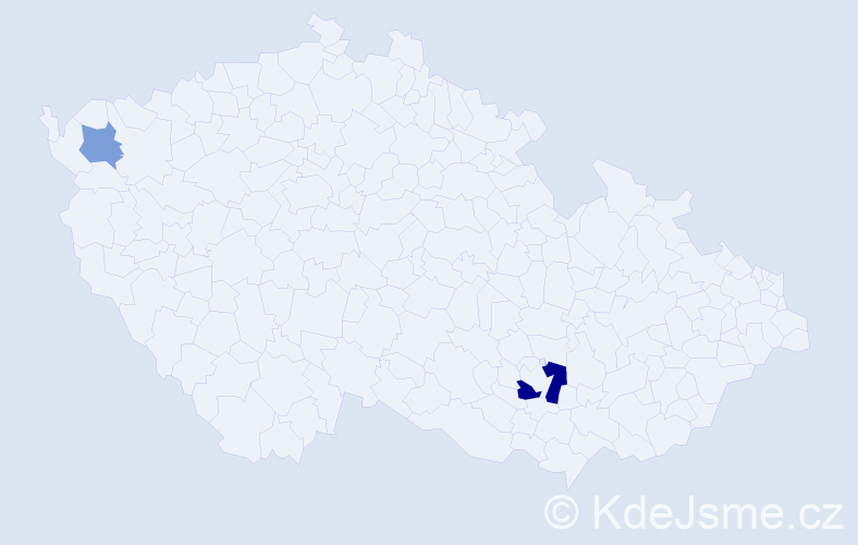 Příjmení: 'Orvos', počet výskytů 4 v celé ČR