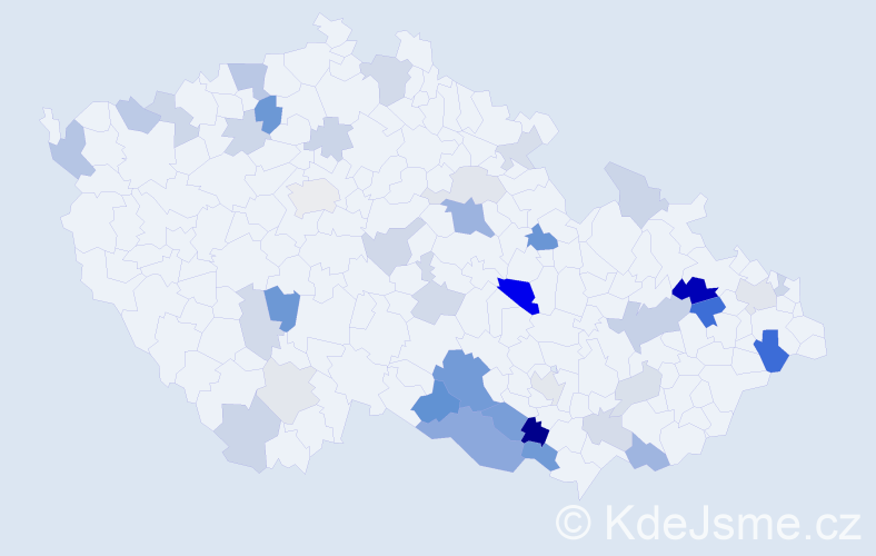 Příjmení: 'Zelenák', počet výskytů 86 v celé ČR