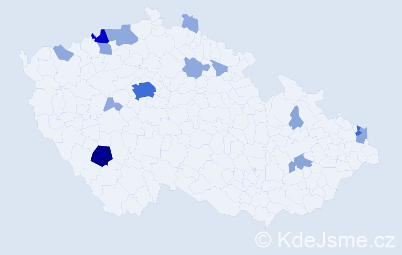 Příjmení: 'Demetr', počet výskytů 43 v celé ČR