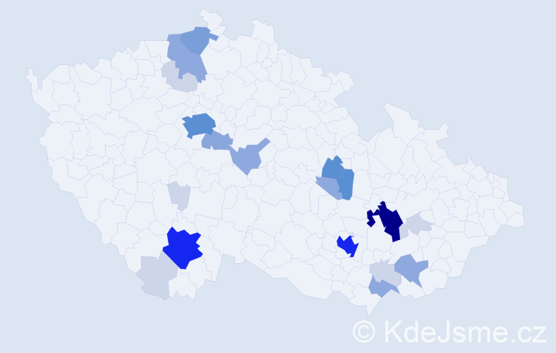 Příjmení: 'Tabery', počet výskytů 77 v celé ČR