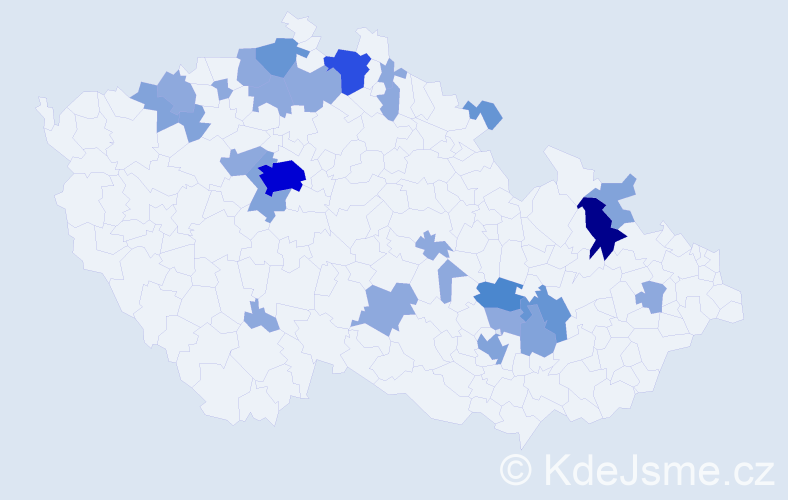 Příjmení: 'Kopinec', počet výskytů 59 v celé ČR