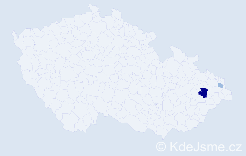 Příjmení: 'Frenová', počet výskytů 5 v celé ČR