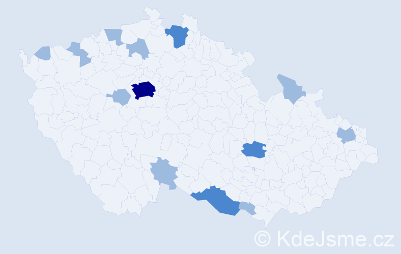 Příjmení: 'Prochazka', počet výskytů 19 v celé ČR