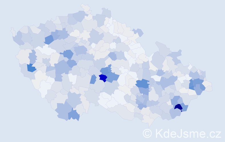 Příjmení: 'Žáčková', počet výskytů 2643 v celé ČR
