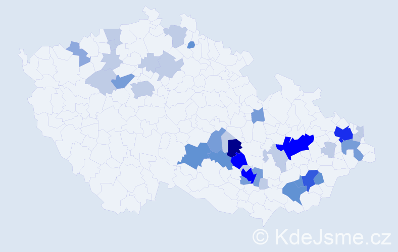 Příjmení: 'Skula', počet výskytů 103 v celé ČR
