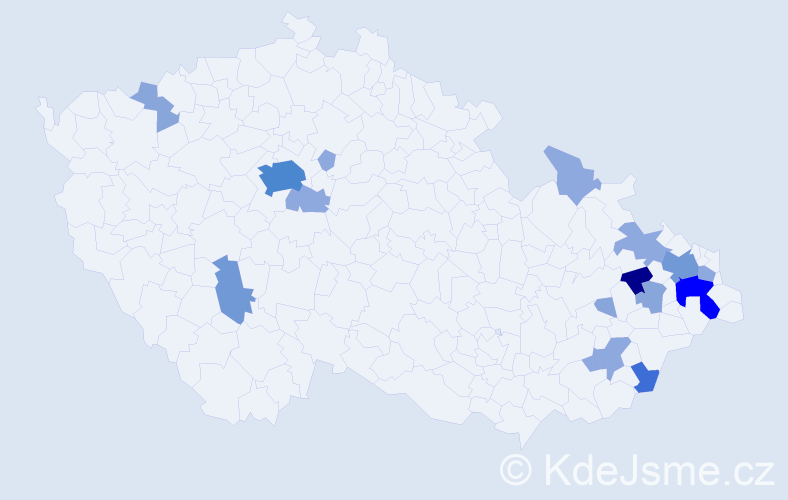Příjmení: 'Babulíková', počet výskytů 44 v celé ČR