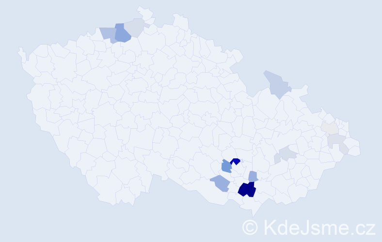 Příjmení: 'Košvicová', počet výskytů 31 v celé ČR