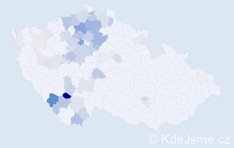 Příjmení: 'Hanžlová', počet výskytů 187 v celé ČR