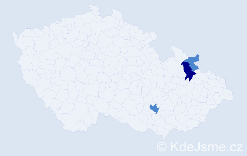 Příjmení: 'Nitrai', počet výskytů 9 v celé ČR