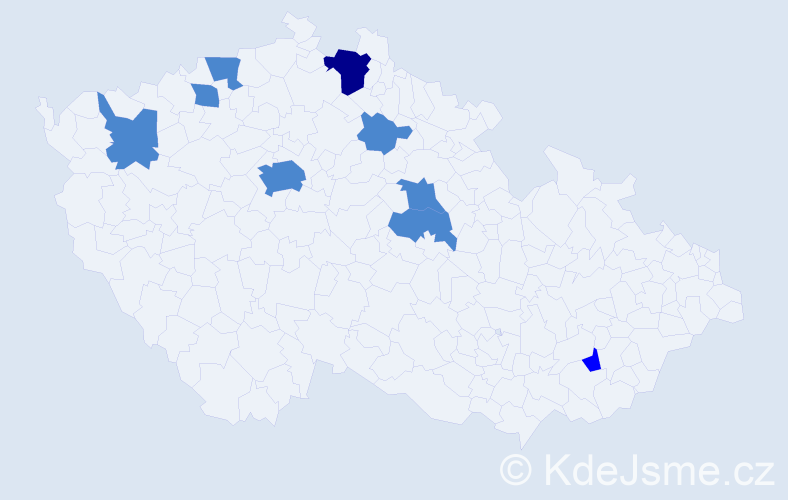Příjmení: 'Halaburková', počet výskytů 12 v celé ČR