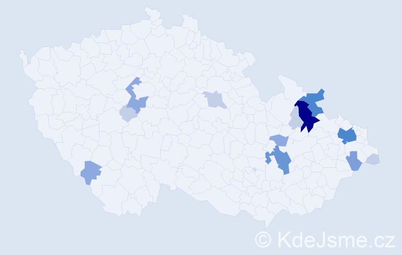 Příjmení: 'Chovančáková', počet výskytů 38 v celé ČR