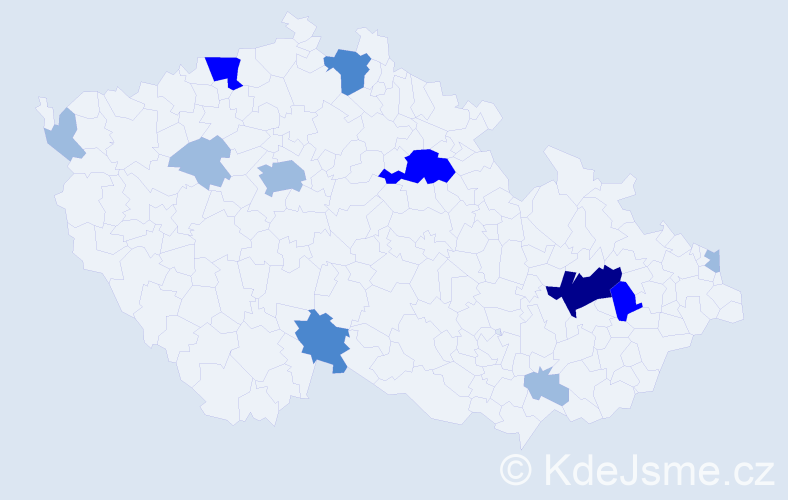 Příjmení: 'Hornik', počet výskytů 22 v celé ČR