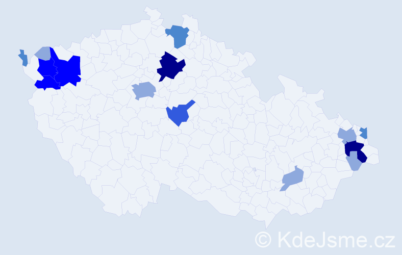 Příjmení: 'Kurák', počet výskytů 36 v celé ČR