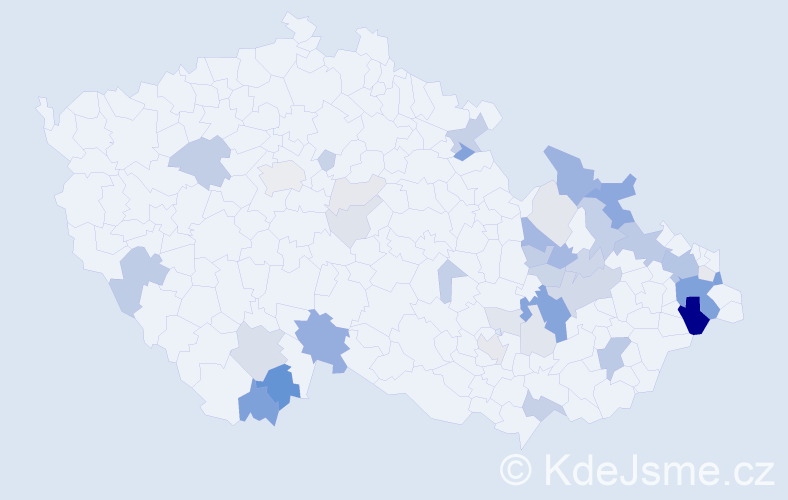 Příjmení: 'Kubalák', počet výskytů 133 v celé ČR