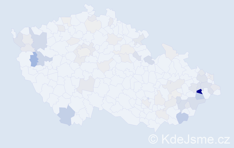 Příjmení: 'Matúš', počet výskytů 187 v celé ČR