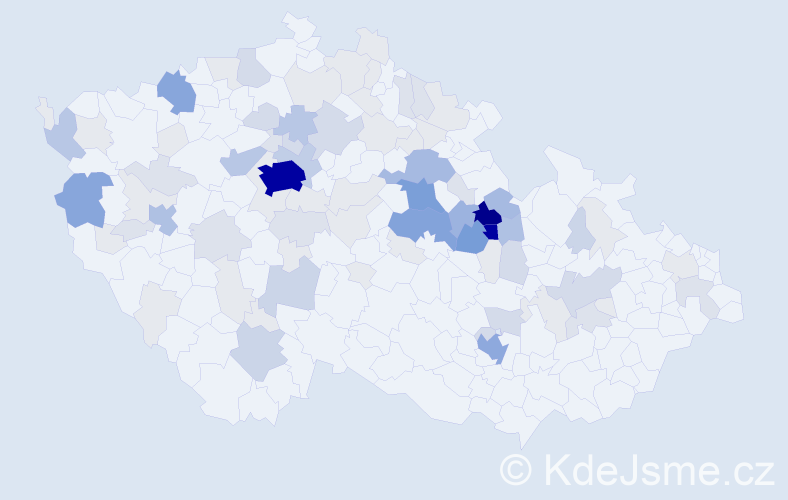 Příjmení: 'Vaňous', počet výskytů 381 v celé ČR