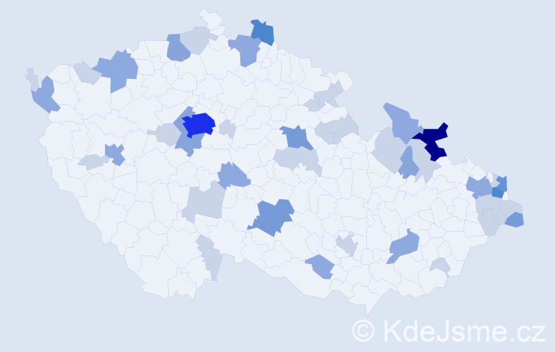 Příjmení: 'Petrek', počet výskytů 101 v celé ČR