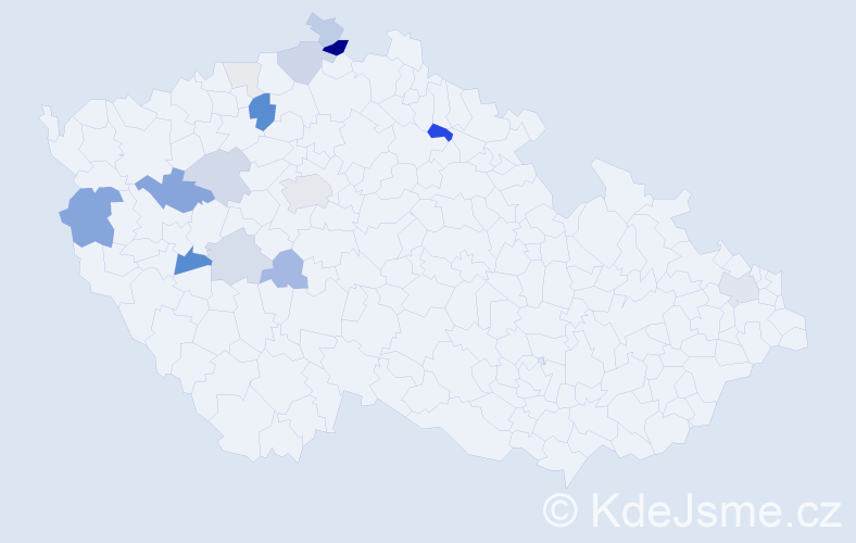 Příjmení: 'Deus', počet výskytů 60 v celé ČR