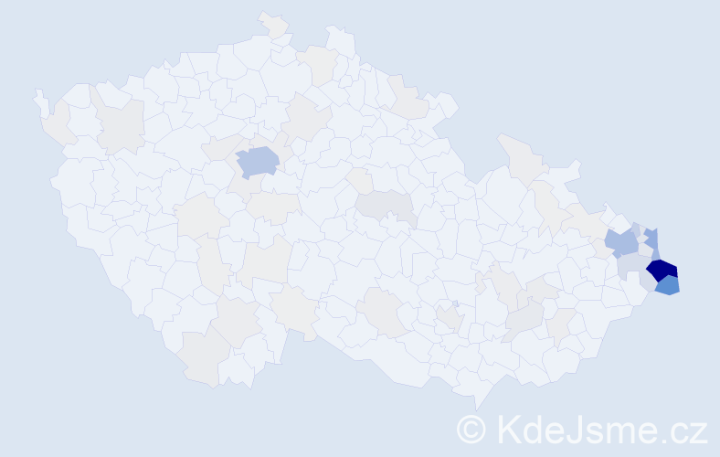 Příjmení: 'Cieslarová', počet výskytů 527 v celé ČR