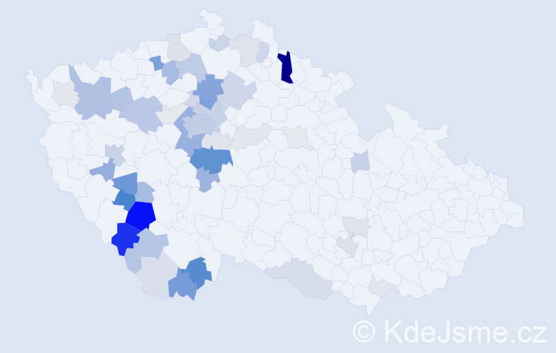 Příjmení: 'Frková', počet výskytů 164 v celé ČR