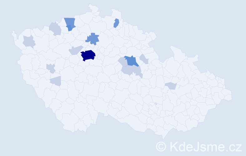 Příjmení: 'Dimmer', počet výskytů 43 v celé ČR