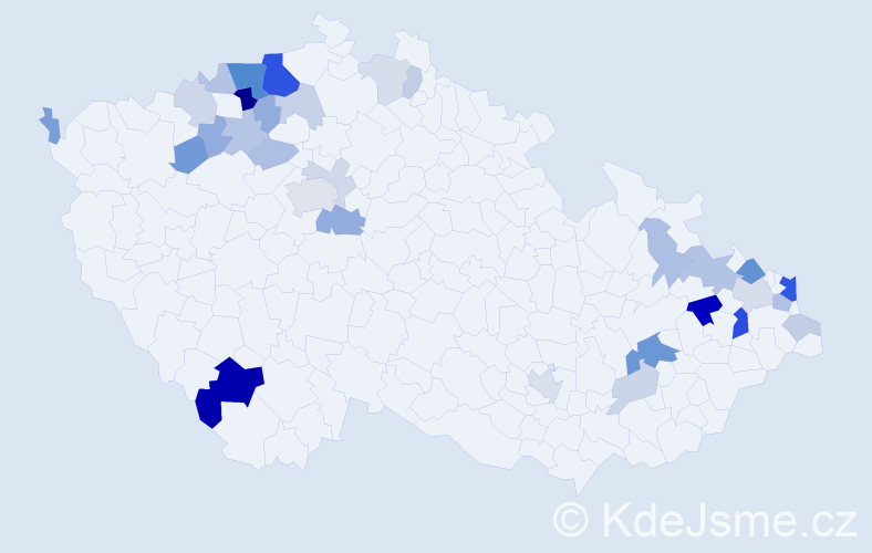Příjmení: 'Sendrei', počet výskytů 83 v celé ČR