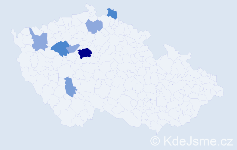Příjmení: 'Pohnanová', počet výskytů 18 v celé ČR