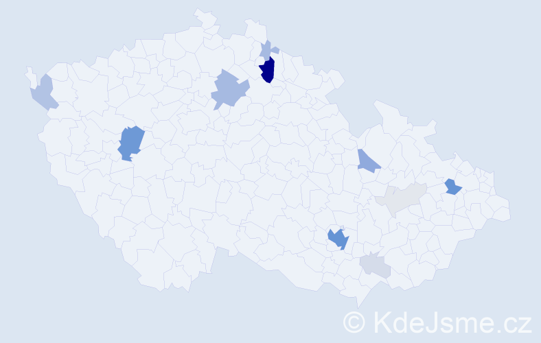 Příjmení: 'Tolvaj', počet výskytů 54 v celé ČR