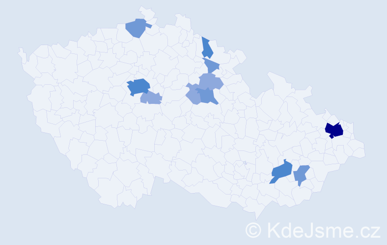Příjmení: 'Klepšová', počet výskytů 26 v celé ČR