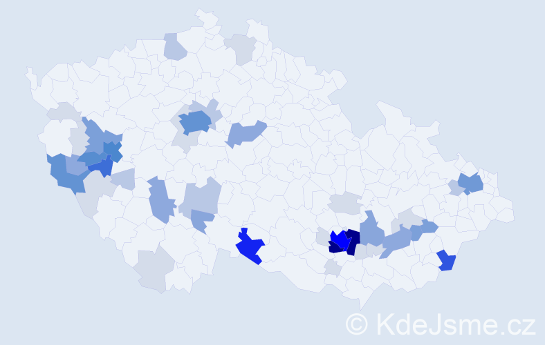 Příjmení: 'Pecl', počet výskytů 160 v celé ČR