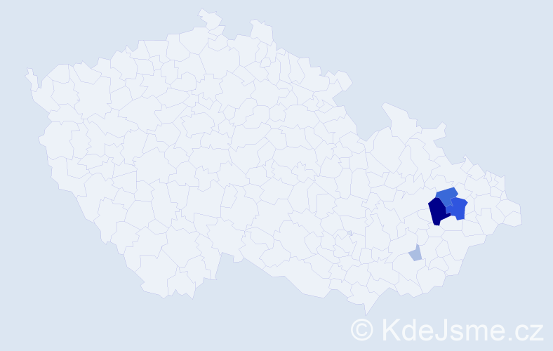 Příjmení: 'Prokl', počet výskytů 16 v celé ČR